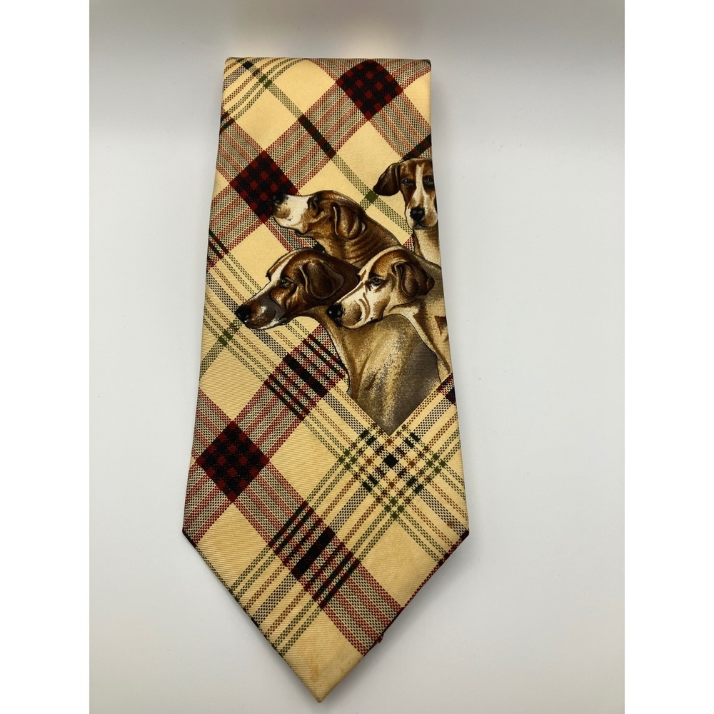 Sporting Colours Alexander‎ Julian Hunting Dog Print Plaid Necktie Outdoor Money